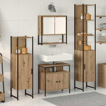 vidaXL Badkamermeubelset 4 st Artisan Eiken 33 x 33 x 185,5, Verzenden, Nieuw, Overige typen