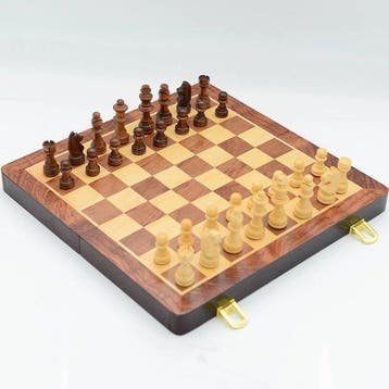 Schaakspel - Magnetic Wooden Chess Set - Hout, Antiek en Kunst