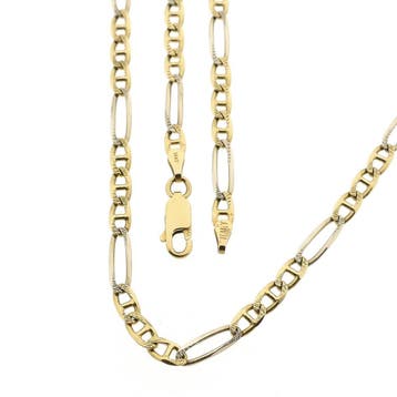 Bicolor gouden Figaro/Marine schakelketting, Sieraden, Tassen en Uiterlijk, Kettingen, Ophalen of Verzenden, Gebruikt, Goud, Goud