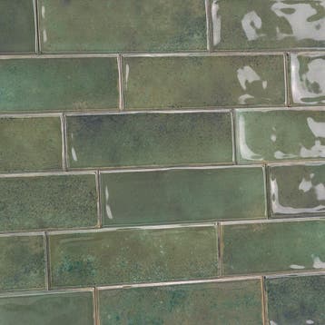 Wandtegels handvorm 6,5x20 cm mos groen glans, Verzenden, Nieuw