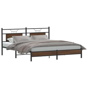 vidaXL Bedframe zonder matras bewerkt hout bruin eikenkleur, Bruin, Verzenden, Hout, Nieuw