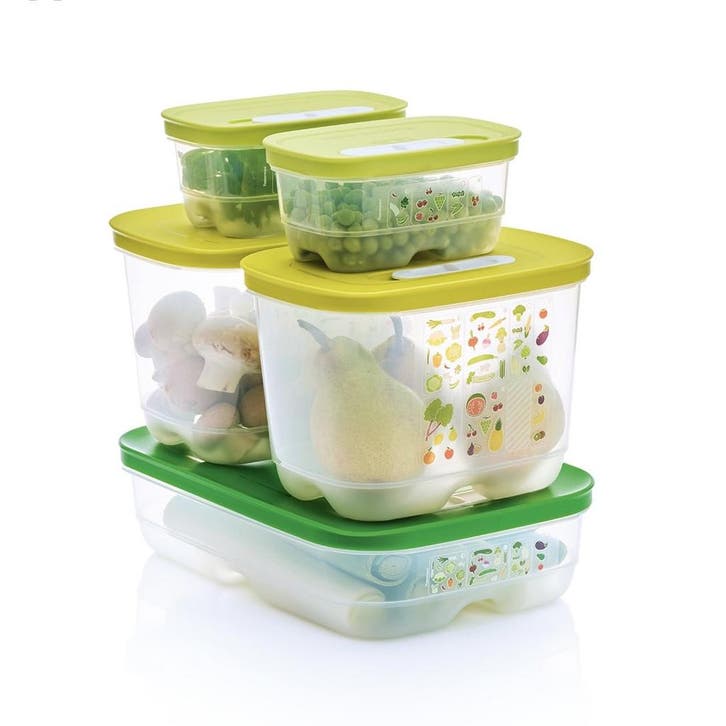 Tupperware VentSmart Set 5-delig, Huis en Inrichting, Keuken | Tupperware, Geel, Groen, Nieuw
