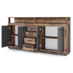 Dressoir 190 cm Breed oud eiken antraciet oud eiken antra..., Verzenden, 150 tot 200 cm, Nieuw, 25 tot 50 cm