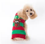 Honden Kersttrui groen/rood gestreept met rendier (kerstmis), Ophalen of Verzenden, Nieuw, Hondenvest