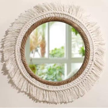 Macramé Wandspiegel Boho Decoratie met Kwastjes Stijl, Verzenden, Nieuw