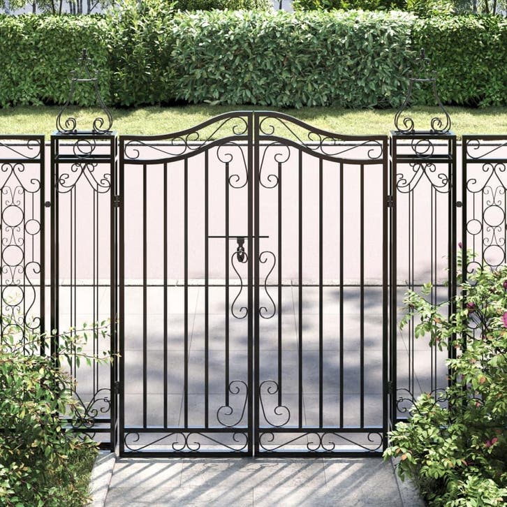 vidaXL Poort 121x8x120 cm smeedijzer zwart, Tuin en Terras, Tuinpoorten, Nieuw, Verzenden