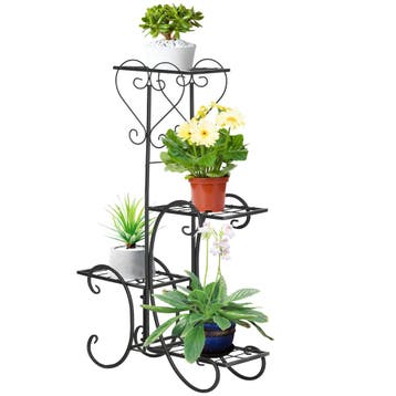 TRUUSK Metalen Bloemenrek 4 Niveaus - Plantenrek Tuin Balkon, Verzenden