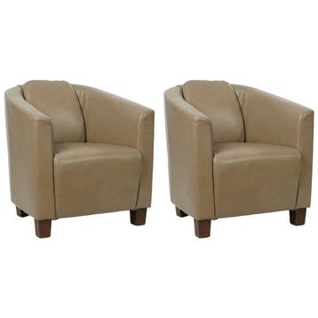 Set van 2 Leren fauteuils Press - Granada Taupe, Nieuw, Ophalen of Verzenden, 50 tot 75 cm, Leer