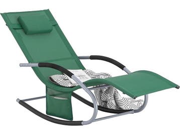 SoBuy - Schommelstoel ligstoel - Donkergroen - 150x63x83 cm, Verzenden, Nieuw