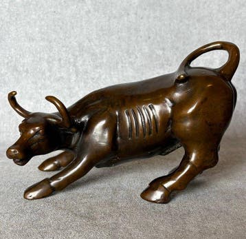 sculptuur, “Wall Street” stier - 12.5 cm - Brons