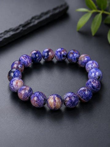Statement-charoiet kralenarmband – unieke paarse minerale