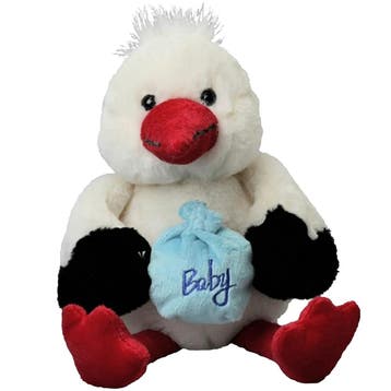 Inware ooievaar knuffel - pluche - blauw - staand - 21 cm, Verzenden, Nieuw