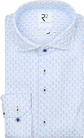 R2 Overhemd Sorona Print Lichtblauw maat 43 Heren, Kleding | Heren, Overhemden, Verzenden, Nieuw, R2 Amsterdam