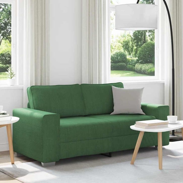 vidaXL Loveseat Sofa Donkergroen 180x77x82 cm Corduroy Stof, Huis en Inrichting, Banken | Bankstellen, Nieuw, Stof, Verzenden