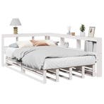 vidaXL Bed met boekenkast zonder matras grenenhout wit, Huis en Inrichting, Slaapkamer | Bedden, Verzenden, Wit, Nieuw, Twijfelaar