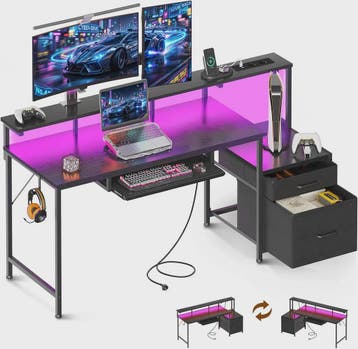 Coleshome Gaming Bureau met Ingebouwde Stopcontacten, Monito, Verzenden, Nieuw