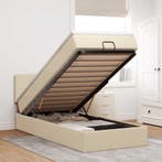 vidaXL Bed poef met matras en LEDs 90x200 cm stof, 90 cm, Eenpersoons, Verzenden, Nieuw