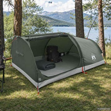 vidaXL Hiking Tent Waterdicht 1-persoons Legergroen, Verzenden, Nieuw, Tot en met 2