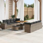 vidaXL Tuin Sofa Set met kussen 11 pcs Grijs poly rattan, Verzenden, Nieuw, Meer dan 8 zitplaatsen