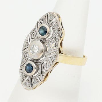 Ring - 18 karaat Geel goud, Witgoud Diamant (Natuurlijk) -, Nieuw