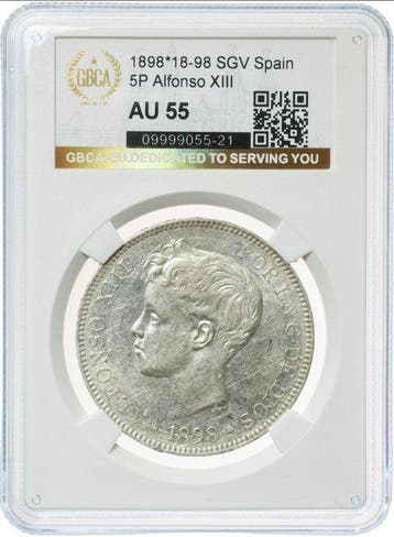 Spanje. Alfonso XIII. 5 Pesetas 1898 - AU55