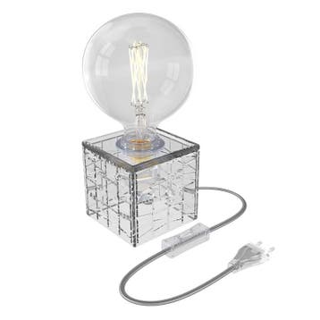 Calex Tafellamp Glas Transparant met snoer en schakelaar E27, Nieuw