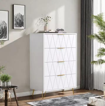 Ladekast met 6 of 4 Lades – Houten Dressoir met Metalen Pote, Verzenden, Nieuw