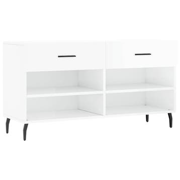 vidaXL Schoenenbank 102x35x55 cm bewerkt hout hoogglans wit, Verzenden, Nieuw