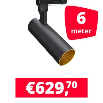 *TIP* LED Railverlichting Meteora Zwart 6 spots + 6M rails, Ophalen of Verzenden