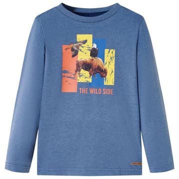 vidaXL Kindershirt met lange mouwen 128 gemêleerd blauw, Verzenden, Nieuw