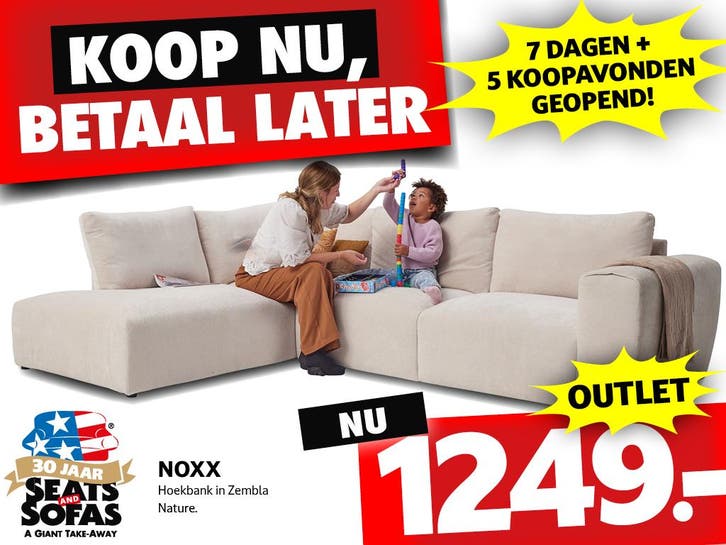 Noxx Hoekbank nu €1249.- Betaal in 3x zonder rente!!, Huis en Inrichting, Banken | Bankstellen