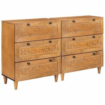 vidaXL Dressoir 2 st 120 x 33,5 x 75 cm massief mangohout, Huis en Inrichting, Kasten | Overige, Verzenden, Nieuw