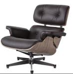 Draaibare Lounge Fauteuil – Walnoot &amp; Donkerbruin Leer, Huis en Inrichting, Verzenden, Nieuw