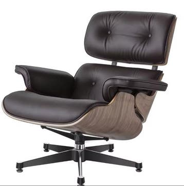 Draaibare Lounge Fauteuil – Walnoot &amp; Donkerbruin Leer, Verzenden, Nieuw