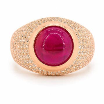 Zonder minimumprijs - Ring Verguld Robijn - Diamant - 18k, Nieuw