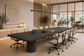 Grote massief eiken vergadertafels model Rûn, Huis en Inrichting, Eikenhout, Vijf personen of meer, 200 cm of meer, Grote eiken vergadertafels op maat, topkwaliteit en vakmanschap