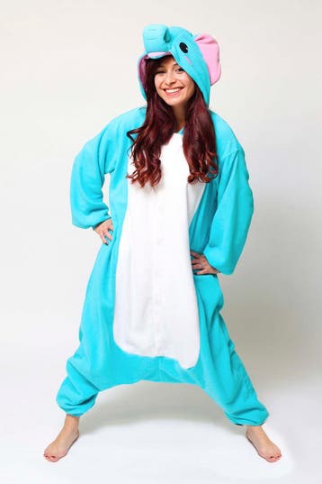 KIMU® Onesie Blauwe Olifant Pak M-L of 170-176 Olifantenpak, Maat 38/40 (M), Carnaval, Nieuw, Ophalen of Verzenden