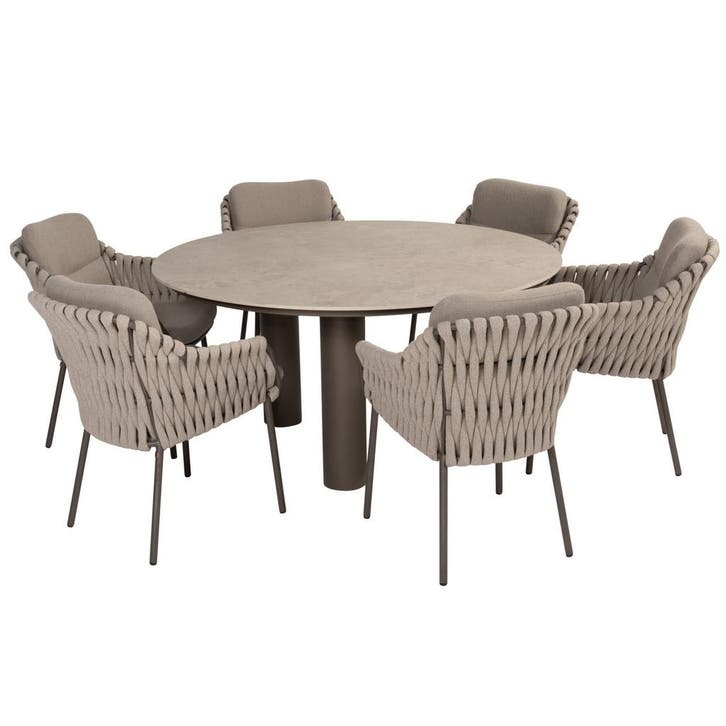 Arizona Montera dining tuinset 7 delig 160 cm rond keramiek, Tuin en Terras, Tuinsets en Loungesets, Nieuw, Ophalen of Verzenden