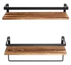 Houten Wandplank met 2 Niveaus voor Woonkamer of Kantoor, Huis en Inrichting, Kasten | Boekenkasten, Verzenden, Nieuw