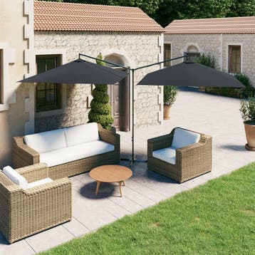 vidaXL Parasol dubbel met stalen paal 600x300 cm, Tuin en Terras, Parasols, Verzenden, Nieuw, Meer dan 4 meter