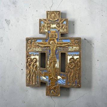 Kruis - Verguld brons - 1850-1900 - Russisch-orthodox, Antiek en Kunst
