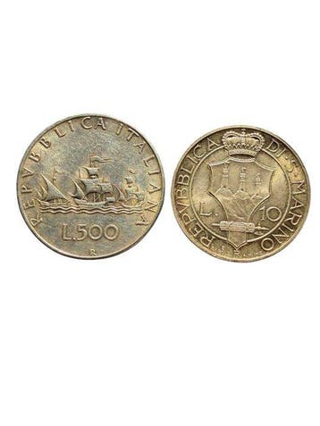 Italië, San Marino. 500 lire, 10 lire 1933-1958 (Zonder
