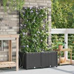 vidaXL Tuin Bloempot 2 pcs Zwart 80 x 40 x 142 cm Kunststof, Kunststof, Verzenden, Minder dan 60 cm, Nieuw