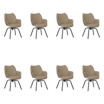 Set van 8 Leren draaibare eetkamerstoelen Magic - Toledo, Ophalen of Verzenden, Nieuw, Leer
