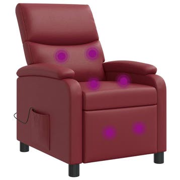 vidaXL Massage Recliner Wijnrood Kunstleer, Verzenden, Nieuw