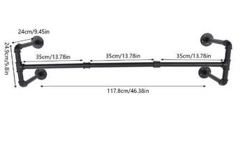 Industriële metalen kapstok 115 cm zwart, Verzenden, Nieuw