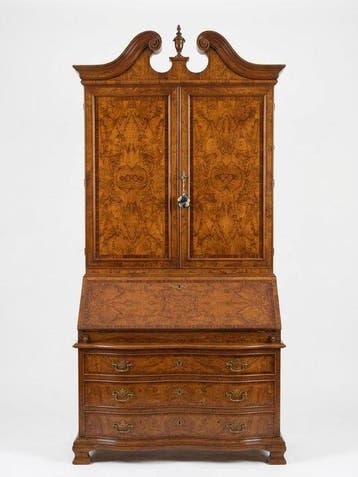 Hoog dressoir - Hout, Walnoot, Wortelnotenhout - Trumeau in, Antiek en Kunst
