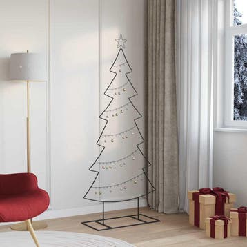 vidaXL Metalen kerstboom Zwart 180 cm Staal, Verzenden, Nieuw