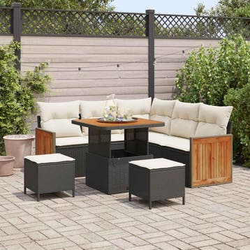 vidaXL Tuinbankenset 8 st 8-Aantal zitplaatsen Zwart en, Verzenden, Nieuw, 8 zitplaatsen