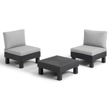 Keter Balkon loungeset 3-delig donker grijs, Verzenden, Nieuw